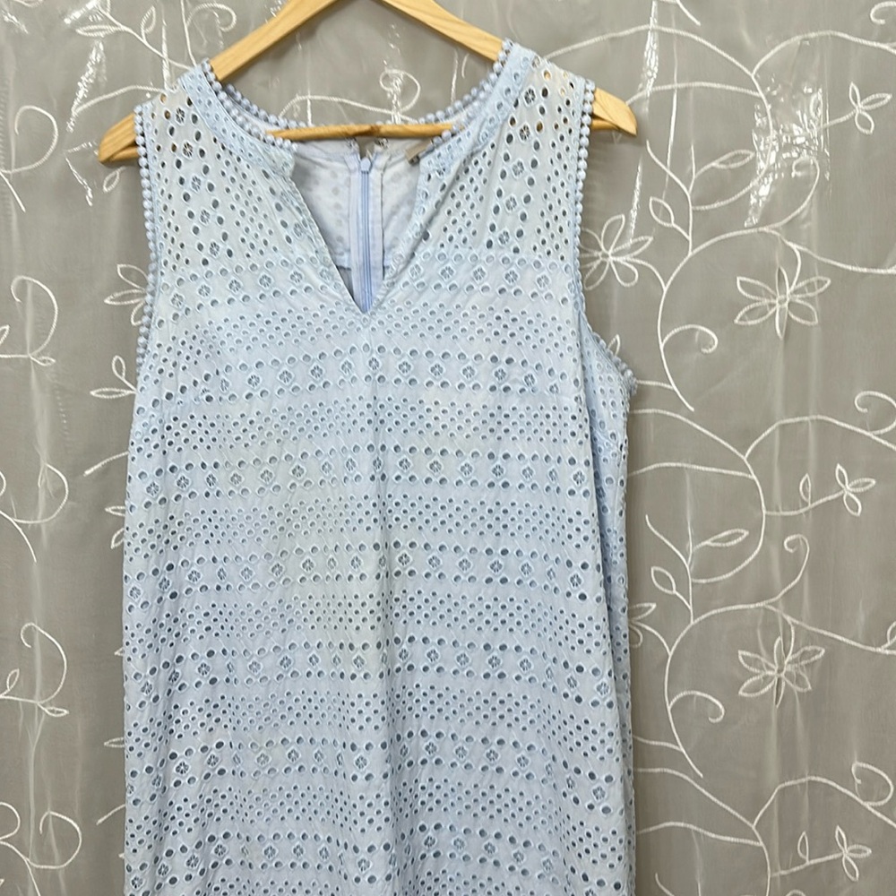 Loft ice blue eyelid lace shift dress women’s size 10.
